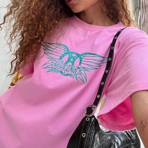 Aerosmith Oversized Tee Pink